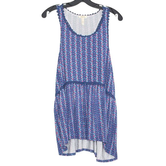 Matilda Jane Tank Top Floral Cottage Boho Sleeveless High Low Blue Size Medium - Picture 1 of 5